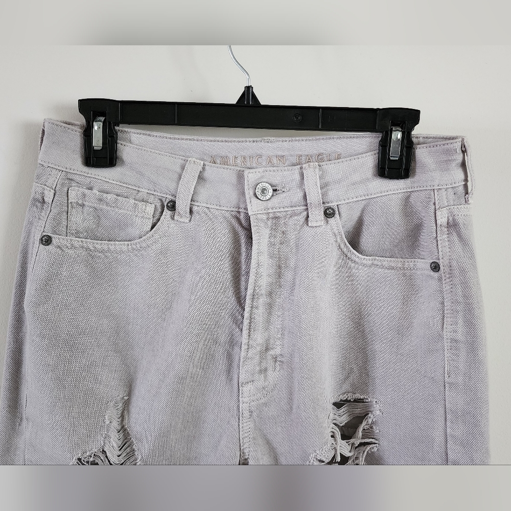 American Eagle Distressed Mom Jean Womens 6 Gray Boho Grunge Festival - Picture 3 of 9